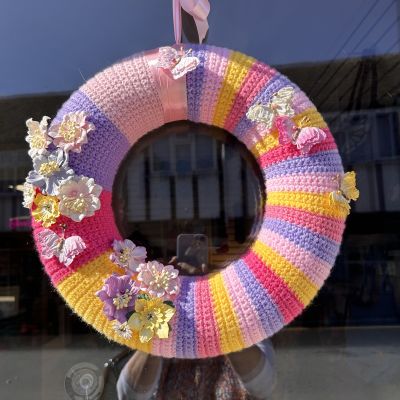 Crocheted Easter door wreath